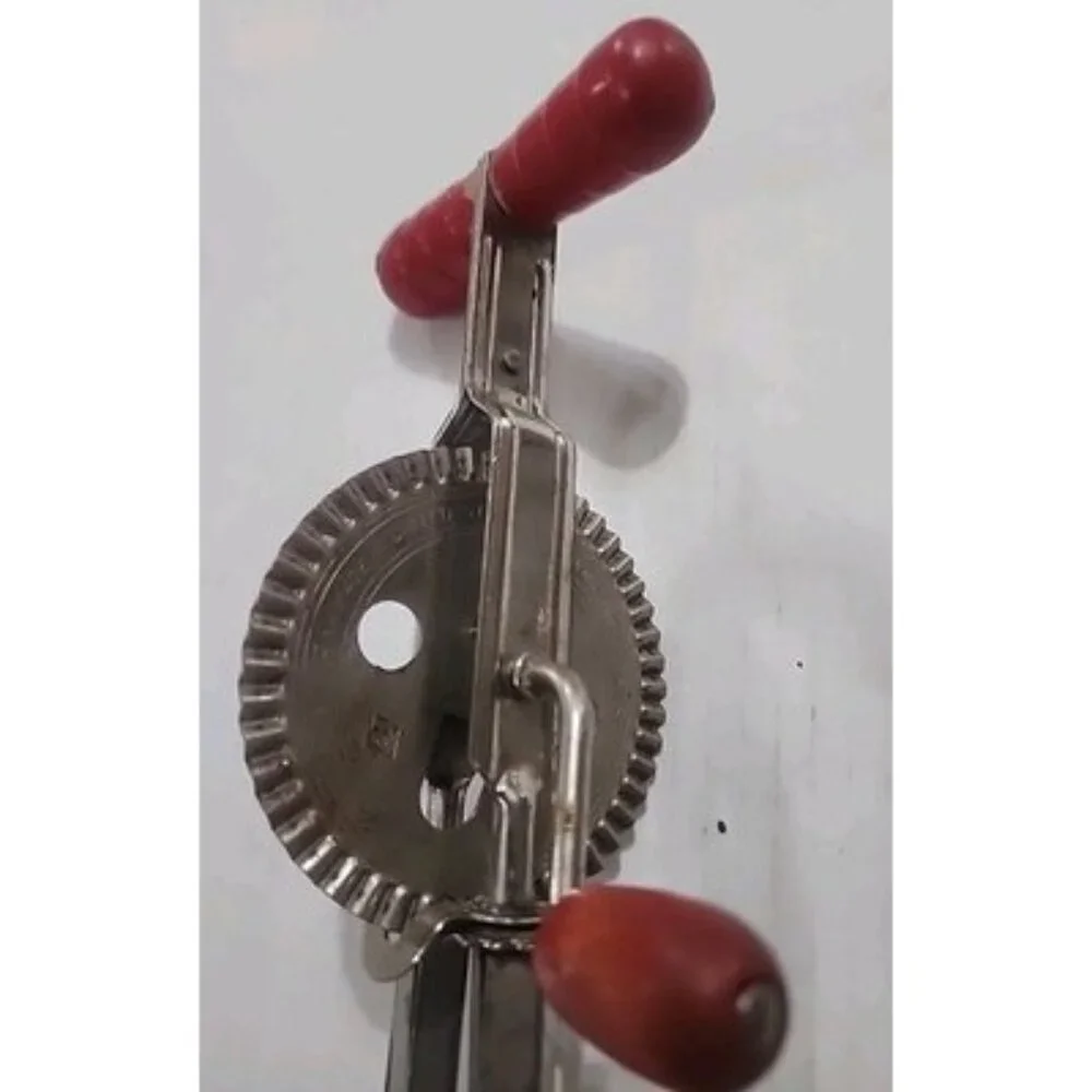 Vintage High-Speed Super Center‎ Drive Beater Hand Mixer for Metal and Red Wood
